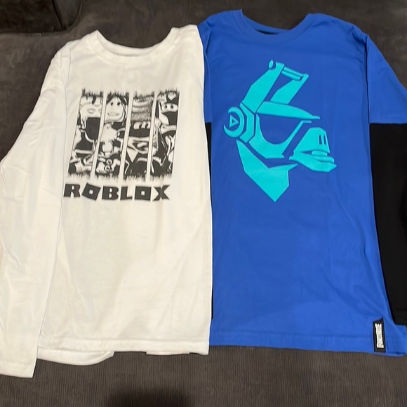 Fortnite & Roblox Long Sleeves Boys t-shirts. Blue is LG (10-12) & White Med. - Picture 1 of 15